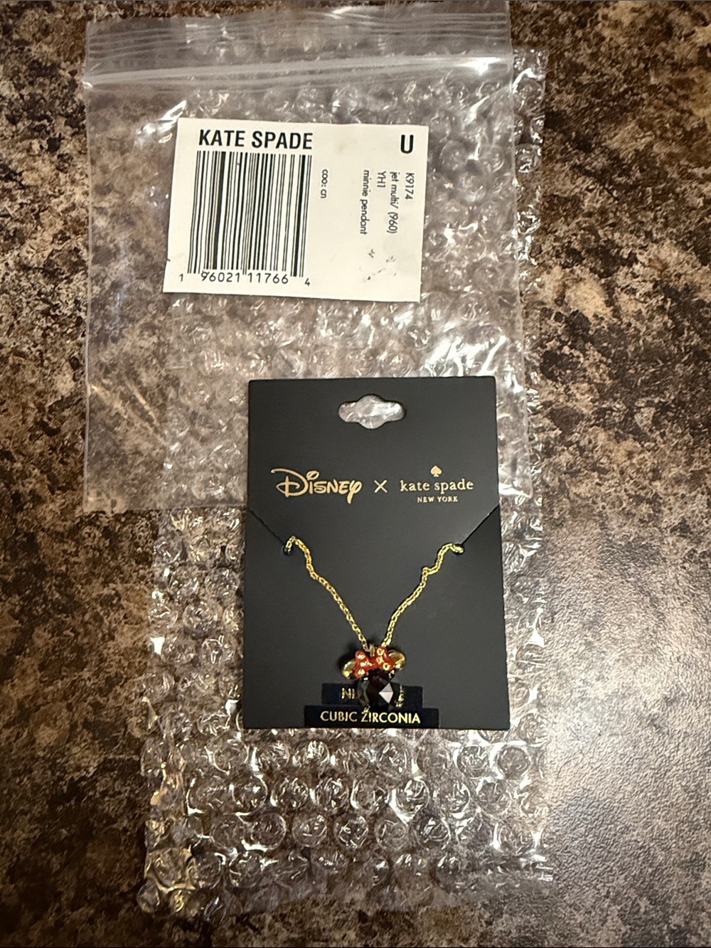 kate spade Disney Kids Gold Necklace with Red Bow